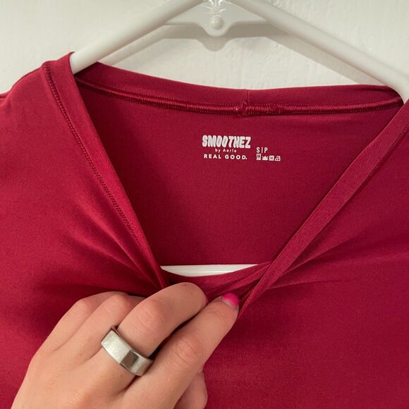 Smoothez by aerie Short Sleeve Round Neck Bodysuit Red Size Small - Picture 8 of 11